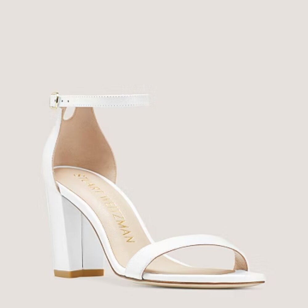 Stuart Weitzman Nearly Nude Block Heel Sandal White
